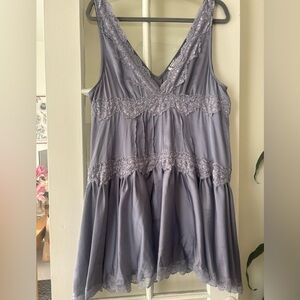 Free People - Size L - In This Groove Mini Slip liquid silver